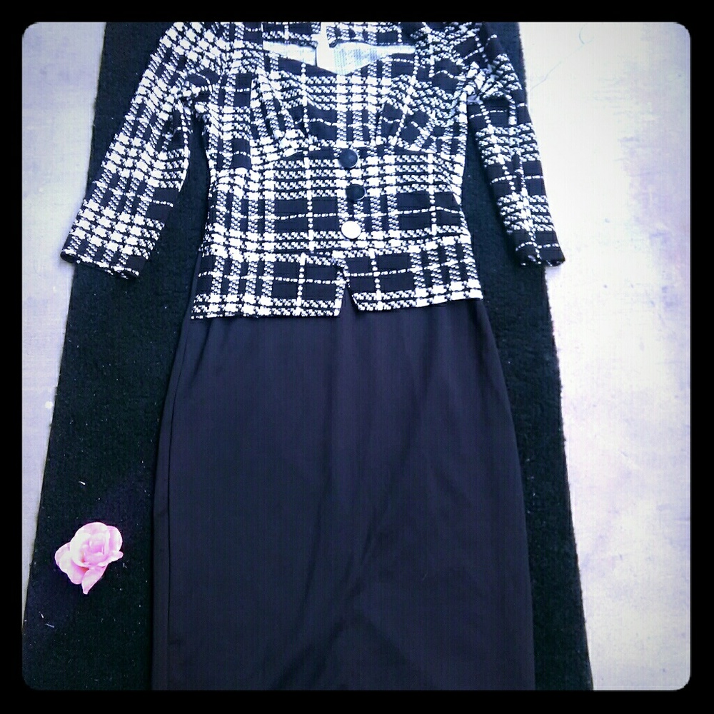 Black and white dress.